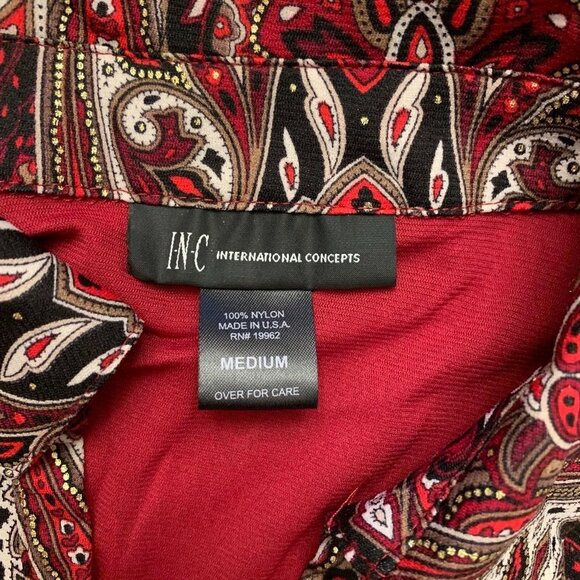 INC International Concepts Paisley Collared Long Sleeve Fitted Top size medium - Picture 5 of 6